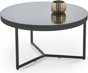 Tavolino Cosmo rotondo in vetro e MDF laccato – Ø80x45 cm