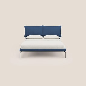 Bice letto imbottito con cuscini e piedi alti in metallo in tessuto impermeabile T02