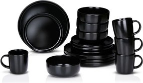 Servizio per la prima colazione in ceramica nera da 16 pezzi