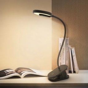 Aigostar - LED Lampada da tavolo ricaricabile dimmerabile con clip LED/3W/5V 1800mAh nero