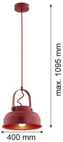 Argon 8286 - Lampadario a sospensione con filo DAKOTA 1xE27/15W/230V rosso