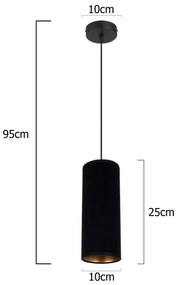 Lampadario a sospensione con filo AVALO 1xE27/60W/230V nero