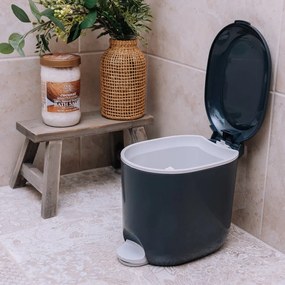 Cestino per la spazzatura in plastica grigio scuro con pedale 3,5 l – Addis