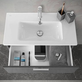 Mobile bagno sospeso 80 antracite con pensile 145 lavabo e specchio   Miami