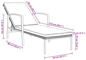 Lettini Prendisole 2 pz con Tavolo in Polyrattan Grigio