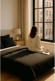 Set copripiumino e federa nero per letto matrimoniale o esteso con lenzuolo incluso/4 pezzi 200x220 cm Classic – Mila Home