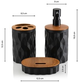 Set da bagno REINA 5 pz nero/marrone