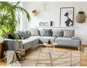 Tappeto in lana beige 100x180 cm Sticks - Agnella