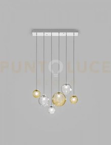 Puppet sospensione l6 multicolore 2 cromo lucido 6 luci attacco g9