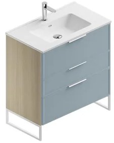 Mobile bagno con lavabo L 80 x H 93 x P 46 cm natura/cielo in mdf 3 cassetti per vasca centrale Quadra