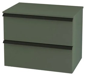 Mobile da bagno sotto lavabo BADEN HAUS Rodi verde laccato opaco L 70 x H 57 x P 46 cm 2 cassetti, lavabo non incluso