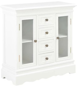 Credenza Bianca 70x28x70 Cm İn Legno Massello Di Pino /