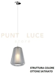 Sospensione ottone sat. 1 luce vetro gamma fume 1176os-s1 gamma-fu