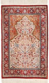 Hereke Tappeto 100x60 Rosso (Tacchino) Annodato A Mano