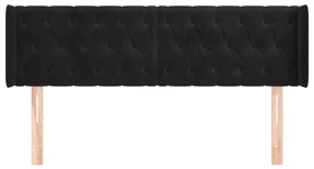 Testiera ad orecchio nera 163x16x78/88 cm in velluto
