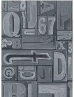 Ralph Lauren Carta da parati Copeley Letterpress - Zinc