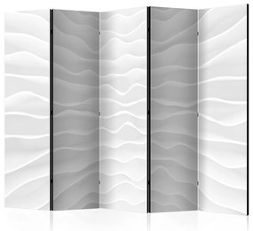 Paravento design Origami wall II (5 pezzi) - astrazione bianca con onde di carta