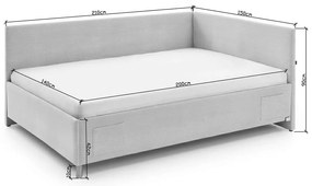 Letto da bambini con sponde color antracite imbottito con contenitore con rete inclusa 140x200 cm Cool – Meise Möbel