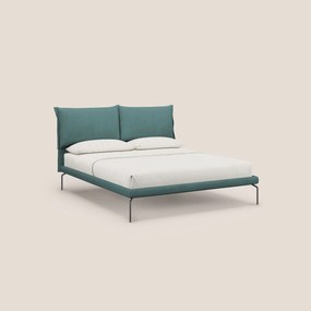 Bice letto imbottito con cuscini e piedi alti in metallo in tessuto impermeabile T02 petrolio