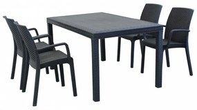 CALIGOLA - set tavolo in alluminio e teak cm 150 x 90 x 74 h con 4 poltrone Alma
