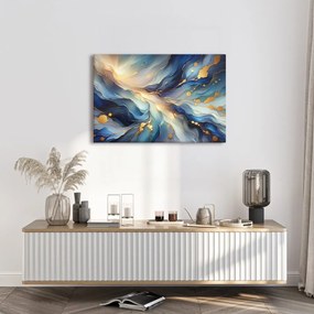 Quadro su tela – Flusso di luce blu e oro