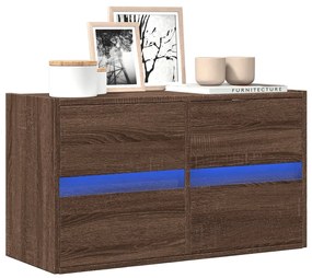 Mobile Tv A Parete Con Luci Led Rovere Marrone 80x31x45 Cm /