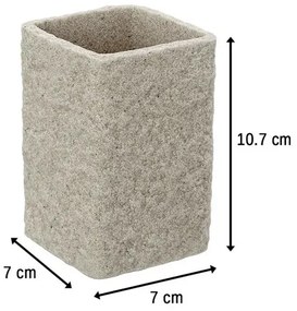 Portaspazzolino Moderno In Resina colore Beige effetto Pietra da Appoggio