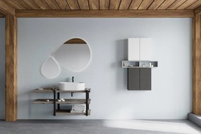 Specchio con illuminazione integrata bagno asimmetrico SPECCHIERE L 40 x H 48 x P 2.9 cm grigio / argento