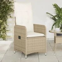 Sedia Reclinabile da Giardino con Cuscini Beige in Polyrattan 365683