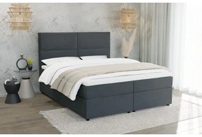 Letto boxspring grigio con spazio contenitivo 200x200 cm - Ropez