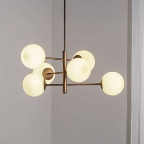Domiluce Lampada a sospensione Aurora, marrone, Ø 60 cm, a 6 luci, vetro, E14