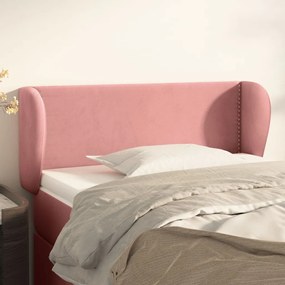 Testiera Ad Orecchio Rosa 103x23x78/88 Cm İn Velluto /