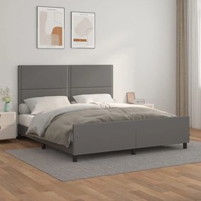 Giroletto Con Testiera Grigio 180x200 Cm İn Similpelle /