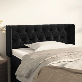 Testiera Ad Orecchio Nera 93x16x78/88 Cm İn Velluto /