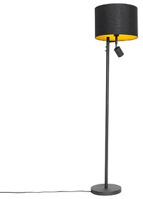 Lampada da terra nera con interno dorato e luce di lettura - Jelena