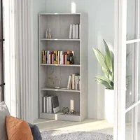 Libreria a 4 Ripiani Grigio Cemento 60x24x142 cm in Truciolato 800877