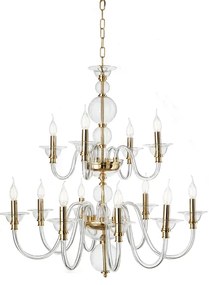 Lampada a sospensione D87 cm TEBE a 12 luci in vetro lavorato a mano ORO