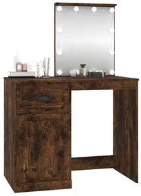 Toeletta con led rovere fumo 90x50x132,5cm legno multistrato