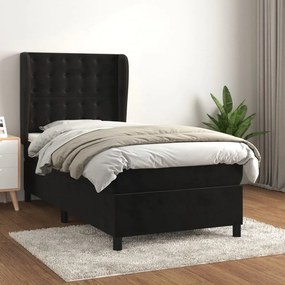 Giroletto A Molle Con Materasso Nero 80x200 Cm İn Velluto /