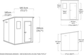 Casetta Da Giardino In Resina 183,5x185x200,5H Cm Manor 6x6 Pent Beige Keter Addossabile