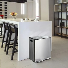 Cestino per la spazzatura color argento opaco in acciaio per raccolta differenziata/con pedale 2x20 l Aliya – Spirella