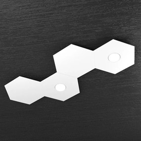 Plafoniera Moderna 4 Moduli Hexagon Metallo Bianco 2 Luci Led 12X2W