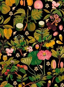 Mindthegap Carta da parati Asian Fruits and Flowers - Anthracite