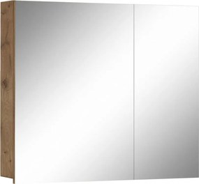 Mobile bagno effetto quercia colore naturale da parete con specchio 80x70 cm Wisla - Støraa