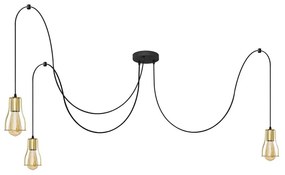 Lampadario a sospensione con filo TUBE 3xE27/10W/230V ragno nero/oro