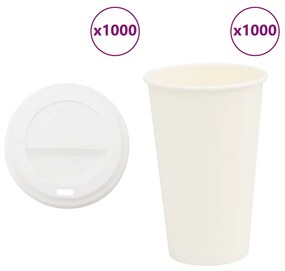 Tazze Da Caffè İn Carta Con Coperchi 1000 Pz 16oz 400 Ml /