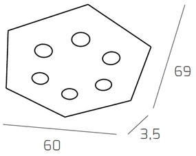 Plafoniera Moderna Esagonale Hexagon Metallo Bianco 6 Luci Led 12X6W