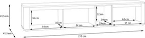 Mobile TV Sospeso 3 Ante 215x40x40 Con Vano A Giorno Lehman Terracotta