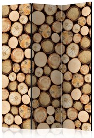Paravento separè In Segheria (3-parti) - trucioli legno marrone