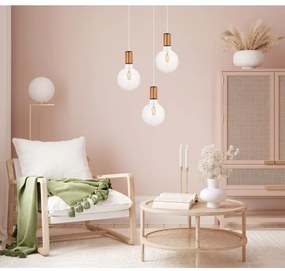 Lampadario a sospensione con filo MIROS 3xE27/60W/230V tondo bianco/rame